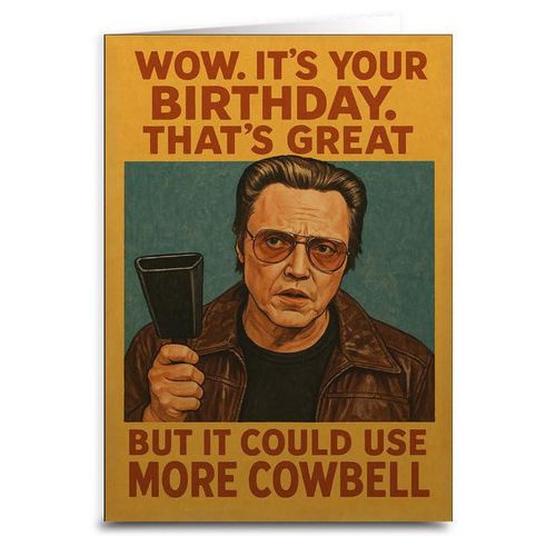 Tarjeta de cumpleaños Lunch Money “More Cowbell”