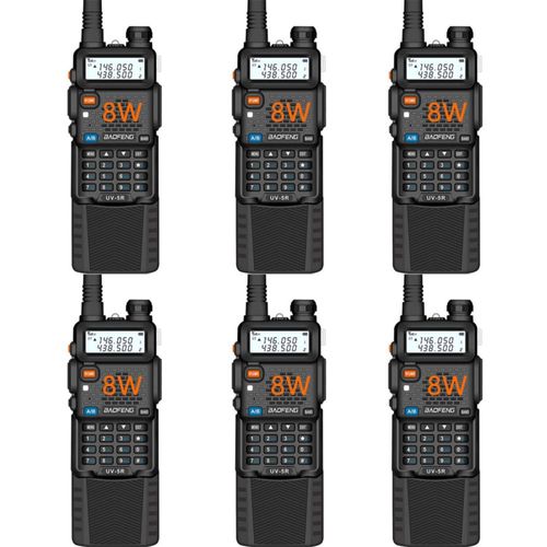 Radio bidireccional BAOFENG UV-5R de doble banda de largo alcance (paquete de 6)