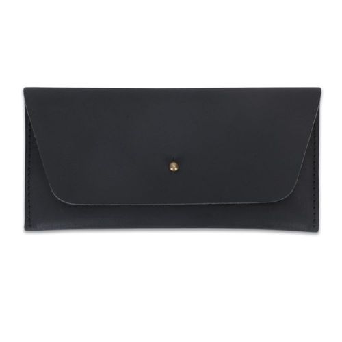 Billetera CestAntiQ de Cuero 19x9 cm Negra con Solapa Organizadora