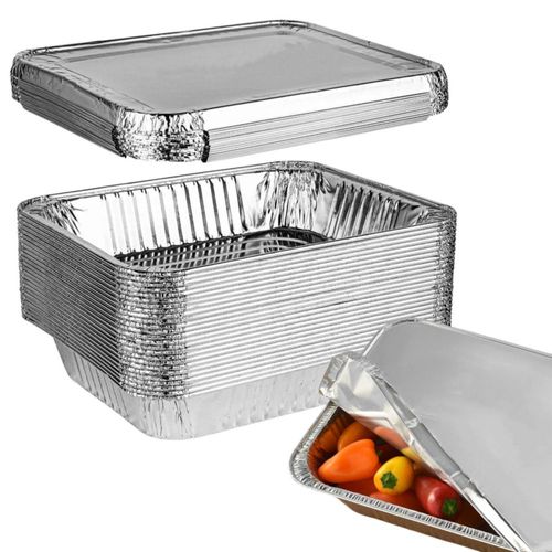 Bandeja de aluminio LUCKMETA 53 × 33 × 8 cm – Pack de 20 con tapa