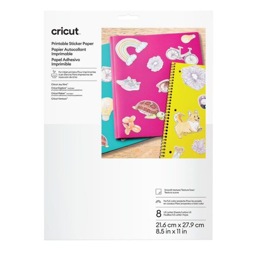 Papel Adhesivo Imprimible Cricut 216 × 279 cm – Paquete de 8 hojas