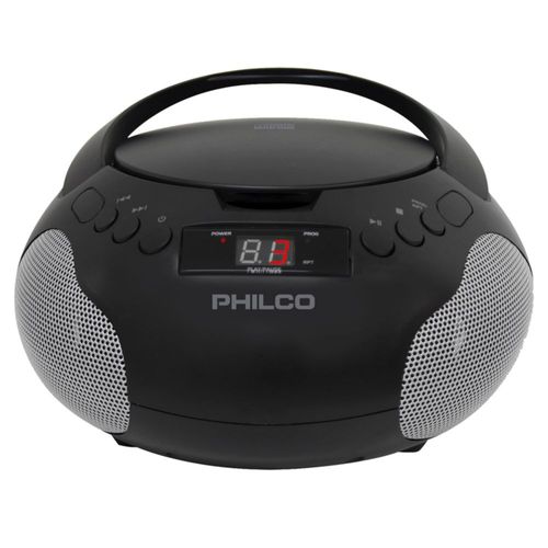 Reproductor de CD portátil Boombox Philco con altavoces negro