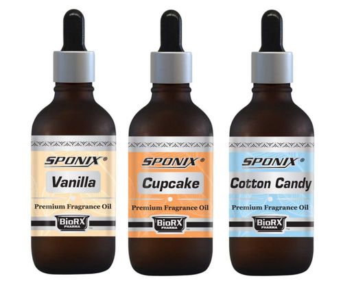 Set de 3 aceites de fragancia Sponix 30 ml: Vainilla Cupcake y Algodón