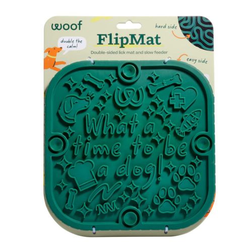 Tapete de Lamido WOOF FlipMat de Doble Cara – Alimentador Lento – Verde