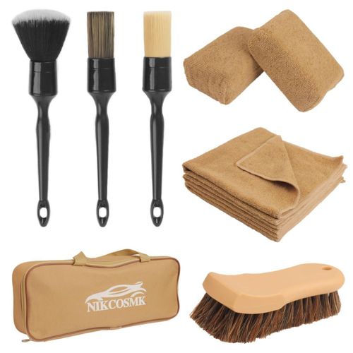 Kit de Limpieza para Autos NIKCOSMK 10 piezas con Cepillos de Detallado
