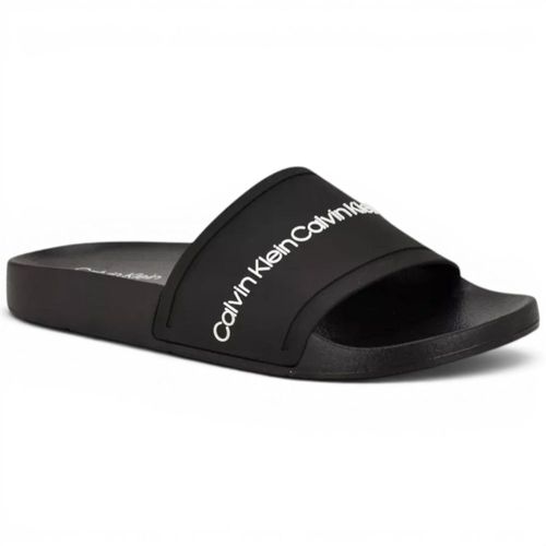 Chancla Calvin Klein Letras Negro Mujer