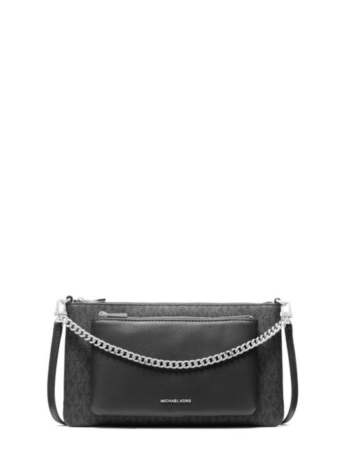 Bolso Michael Kors Jet Set mediano convertible tipo bandolera negro
