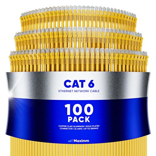 Cable Ethernet Maximm Cat 6 75 m 10 Gbps Paquete de 100 Amarillo