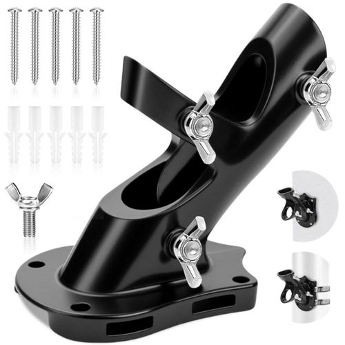 Soporte para asta de bandera REERON 1" aluminio negro 2 posiciones