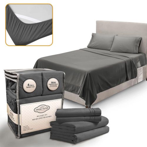 Juego de Sábanas Abeero Home King Gris 4 pzas de Microfibra