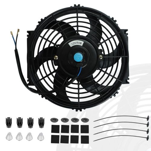 Ventilador BLACKHORSE-RACING 25 cm 12 V 80 W Delgado Negro