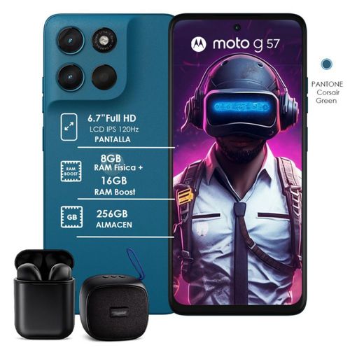 Motorola Moto G57 256GB 24GB RAM (8+16) Azul con Audífonos y Bocina