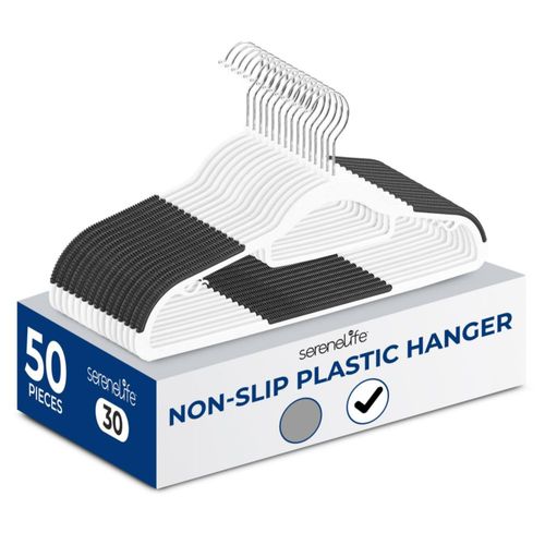 Perchas de ropa SereneLife 50 unidades blancas antideslizantes