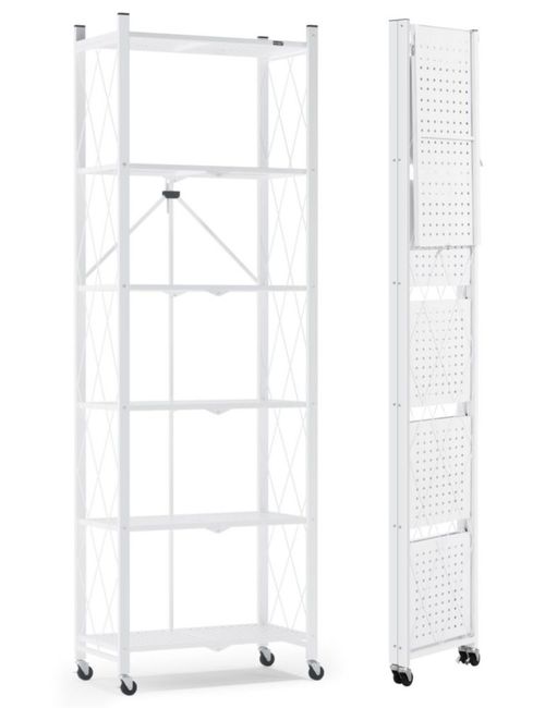 Estantería ALANNG Plegable de 6 Niveles de Metal Blanca 187 cm