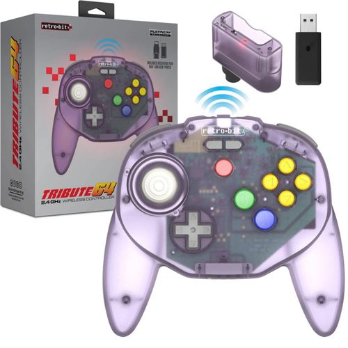 Control inalámbrico Retro-Bit Tribute 64 V2 Atomic Purple
