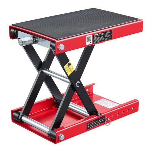 VEVOR Elevador de Motocicleta 1000 LBS Gato de Tijera Ajustable con Plataforma Ancha y Seguro - Rojo