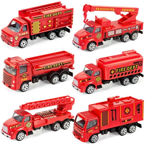 Conjunto de camiones de bomberos QUANA 6 piezas para niños de 3 a 5 años