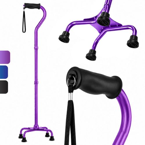 Bastón HONEYBULL 79‑97 cm Púrpura con base cuádruple