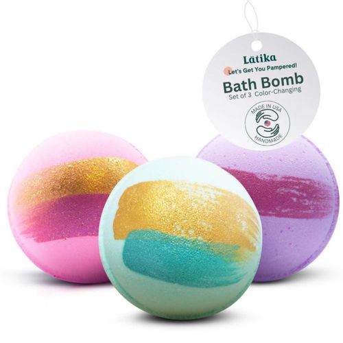 Bombas de baño Latika de cambio de color pack de 3 orgánicas