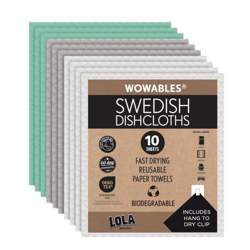 Paños de cocina suecos LOLA 10 hojas biodegradables absorbentes
