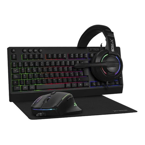 Kit gamer 4 en 1 xtreme pc gaming battle force español rgb usb negro