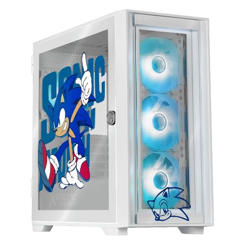 Gabinete xtreme pc gaming sonic hedgehog comic mini torre 4 fan argb