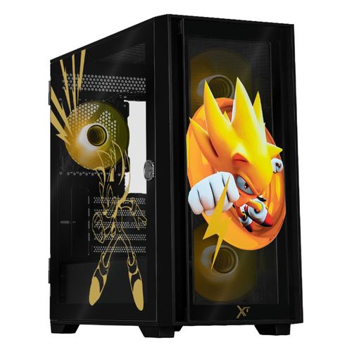 Gabinete xtreme pc gaming sonic super sonic ring mini torre 4 fan