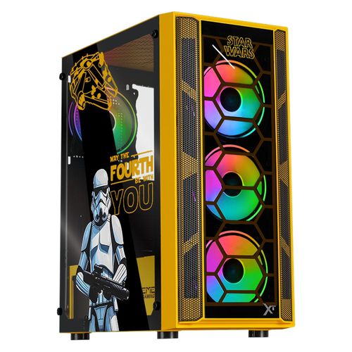 Gabinete xtreme pc gaming  stormtrooper comic media torre 4 fan argb