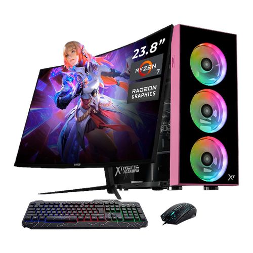 Xtreme pc radeon vega ryzen 7 16gb ssd 1tb monitor 23.8 pink