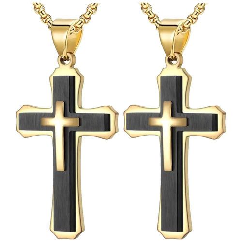 Collares Joyería Católica MXEEM-002 SacredGleam02 Cadenas y Dije Triple Cruz