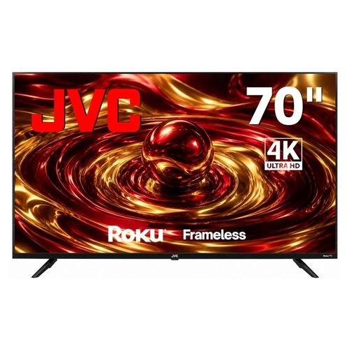 JVC Pantalla Televisión Smart TV 70 Pulgadas LED 4K UHD Roku Frameless Dolby Audio 3 HDMI 2 USB 1 AV SI70URF