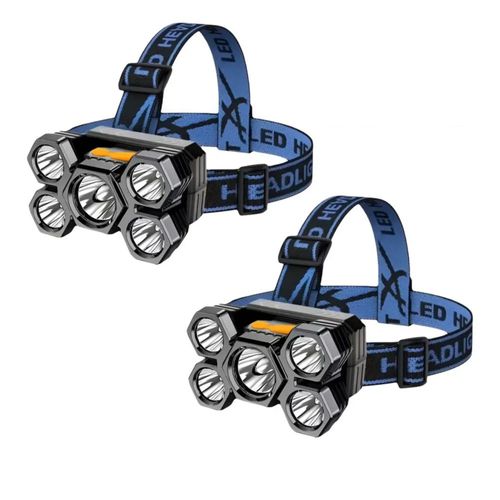 2pcs Lámpara Cabeza Recargable Usb 5 Led Lampara Minera, Color Azul