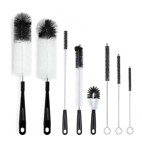 Set De 5 Cepillos De Limpieza Botellas Termos Botes, Color Negros