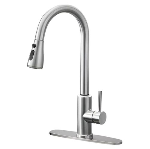 Mezcladora Para Fregadero Con Manija Flexible Monomando Plateada