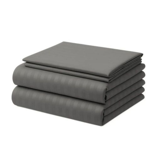Juego De Sabanas Matrimonial Rayado Gris Oscuro