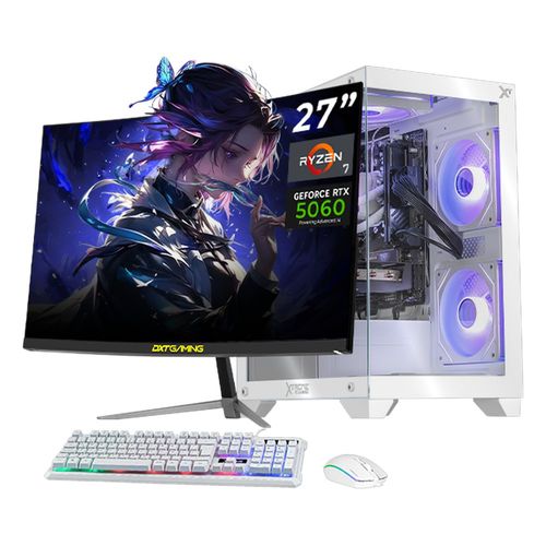 Xtreme pc rtx 5060 ryzen 7 16gb ssd 1tb monitor 27 white