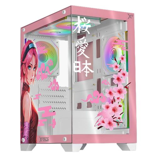 Gabinete xtreme pc sakura cherry mini torre 5 fan argb hub