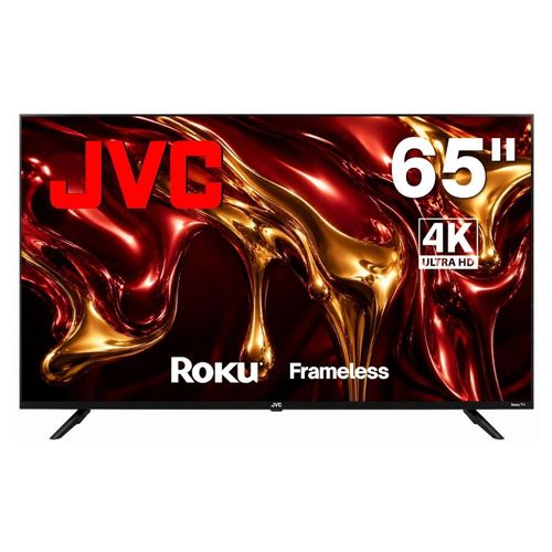 JVC Pantalla Televisión Smart TV 65 Pulgadas LED 4K UHD Roku Frameless Dolby Audio 4 HDMI 2 USB 1 AV SI65URF