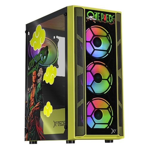Gabinete xtreme pc zoro media torre 4 fan argb verde neon
