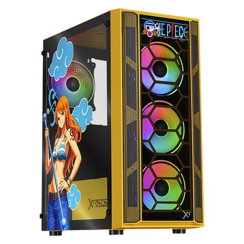 Gabinete xtreme pc nami media torre 4 fan argb amarillo