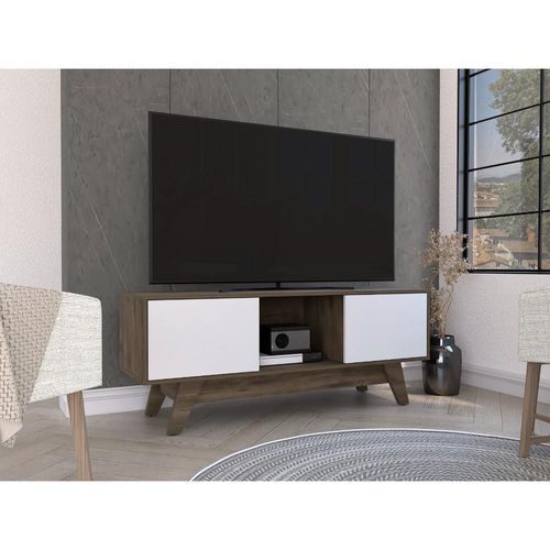 Mesa para Tv Rizzo Nogal y Blanco para TV de 55"