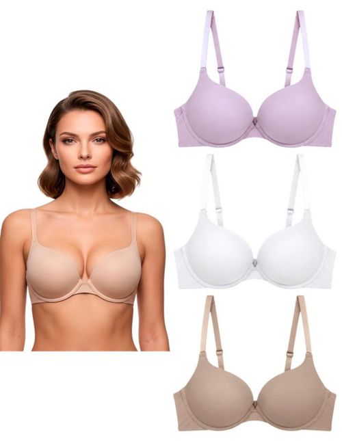 Paquete con 3 Brasieres Doble Push Up Tatys Fashion Aumenta Hasta 2 Tallas 600368PUSHBGEBCOVIOLETA