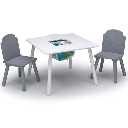 Conjunto de mesa y sillas Delta Children Finn con almacenamiento, blan