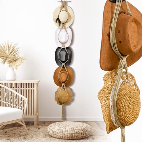 Colgadores de sombreros de macramé Yulejo, perchero bohemio para sombr