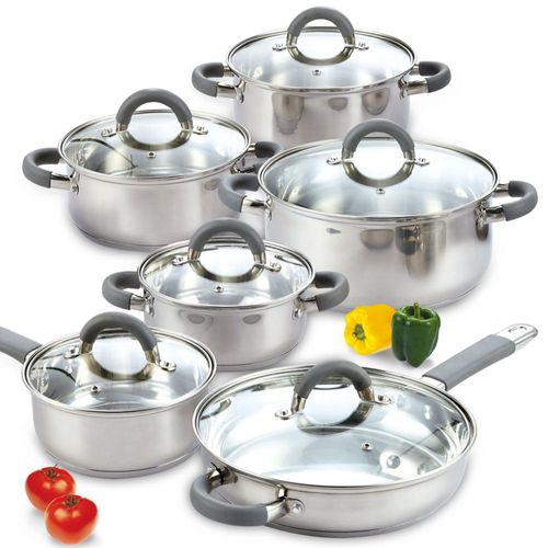 Juego de ollas y sartenes de acero inoxidable Cook N Home Basics con m