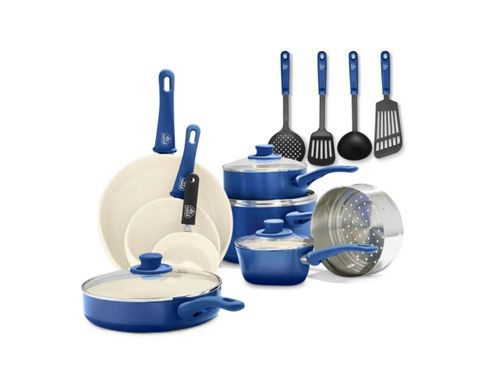 Juego de utensilios de cocina antiadherentes GreenLife de 16 piezas, o