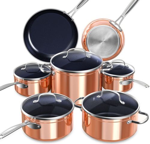 Juego de utensilios de cocina antiadherentes de cerámica azul Duralon
