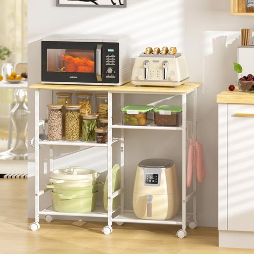 Carrito para microondas ThreeHio Kitchen, soporte para microondas con