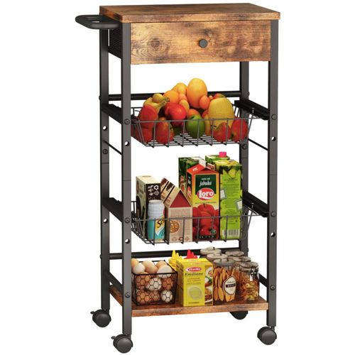 Organizador de cocina y carrito de almacenamiento con cajón de tela y
