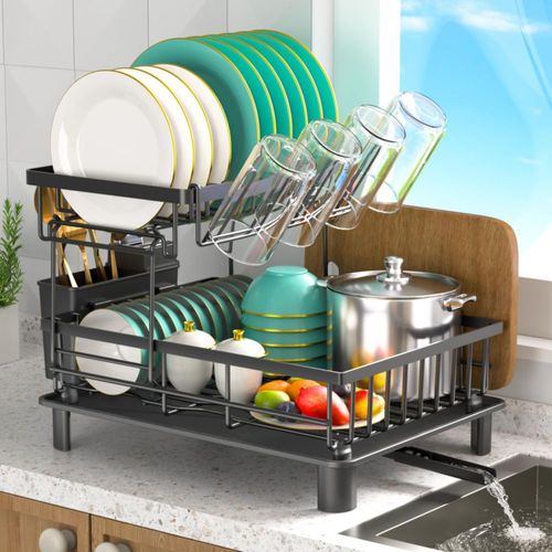 Escurridor de platos IMXSUMDA, escurridor de platos de 2 niveles para